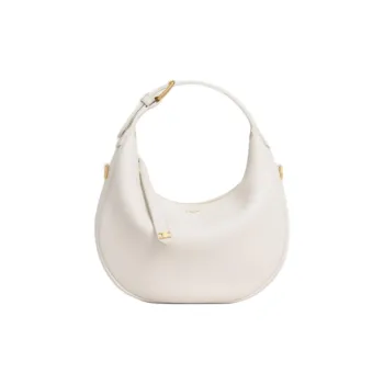 CELINE Cow Leather One Shoulder Handbag Women's White
