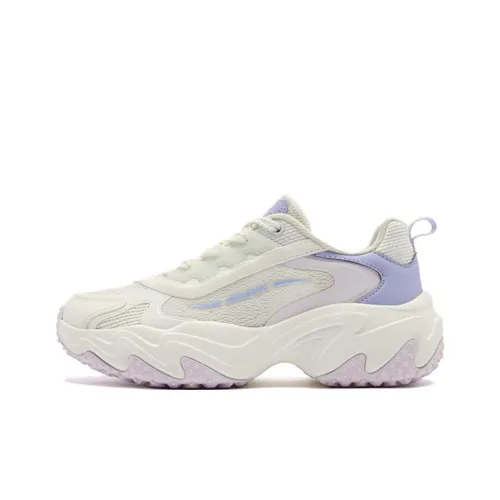 QIAODAN Spriggle Bunny V Slip Resistant Breathable Low Top Chunky Sneakers Women's White Purple