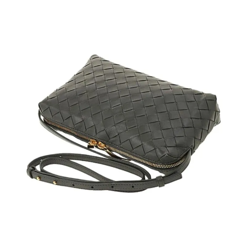 Bottega Veneta Intrecciato Sheepskin Shoulder Bag Regular Unisex Dark Gray-3