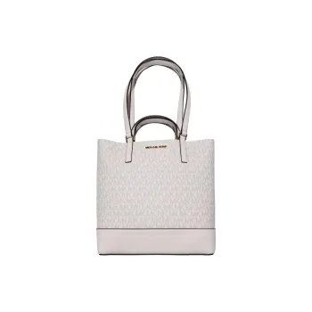 MICHAEL KORS Kelli Coated Canvas Tote Bag, Shopping Bag, Shoulder Bag, Handbag Trumpets Women's White