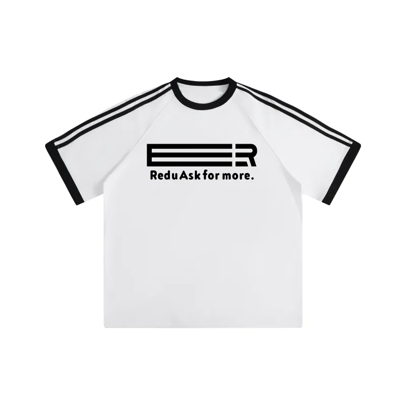 REDU T-Shirt Unisex White & Black Stripes-0