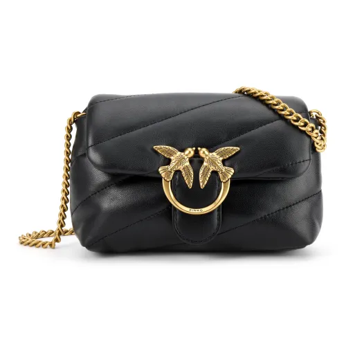 PINKO Puff Sheepskin Bird Bag Swan Bag Crossbody Bag Shoulder Bag Women's Black