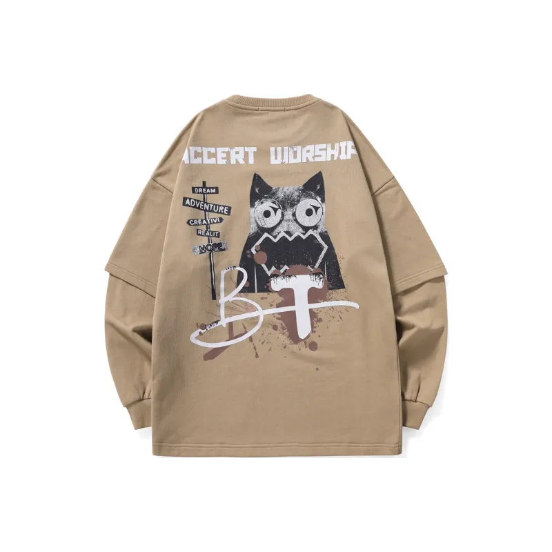 Bt Crew Neck Loose Fit Mock Two Piece Sweatshirt Unisex-5