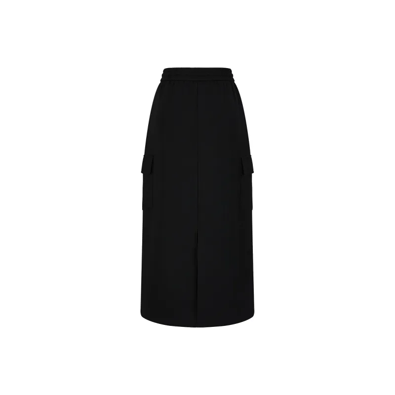 JZ. ANNAKRO Casual Long Skirt Women's Plain Black-1