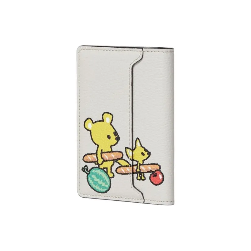 FENDI Baguette Cow Leather Card Holder Men's Light Gray Multicolor-1