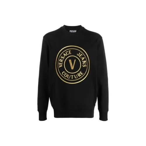 VERSACE JEANS Logo Embroidered Crewneck Sweatshirt