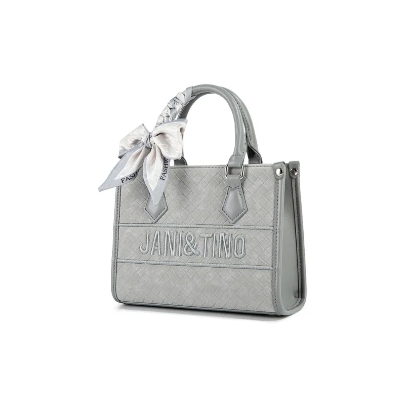 MACKJANICE Polyurethane Handbag Women's Plaid Gray-2