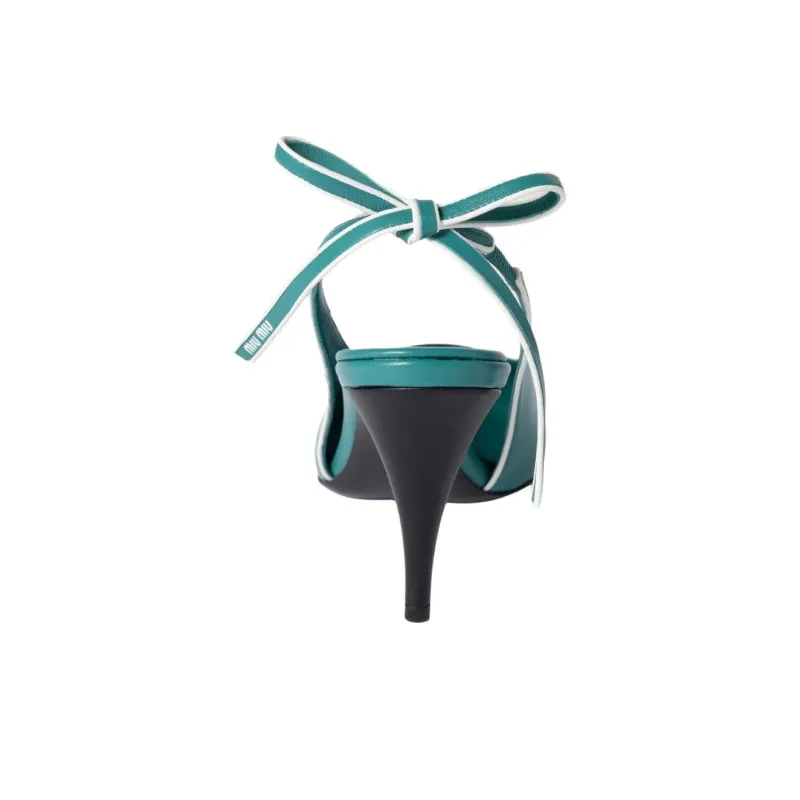 MIU MIU Slim Heel High Heels 8.5cm Women's Peacock Blue-4