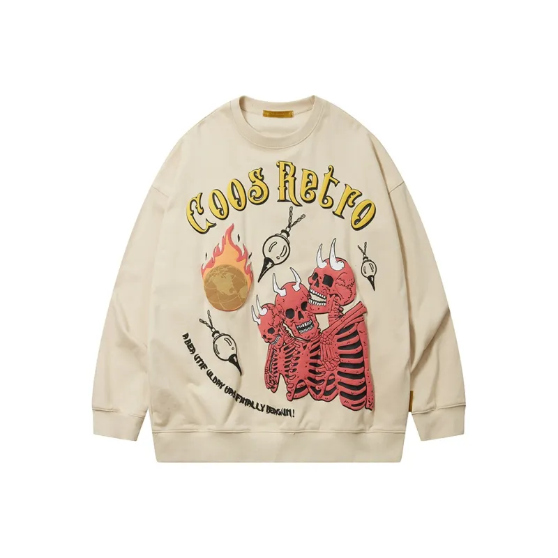 CoosRetro Sweatshirts Unisex Beige Yellow-0