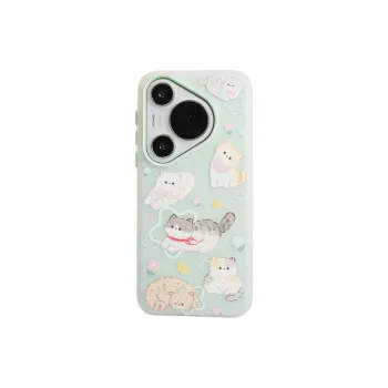 Wei Xin TPU Material 2 in 1 Full Screen Floral Kitten Phone Cases Compatible With Huawei Mate 70/60 Pro/Pura 70/70 Pro+