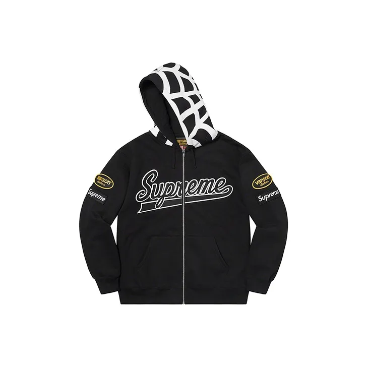 Supreme Vanson Leathers Spider Web Zip Up Hooded Sweatshirt-0