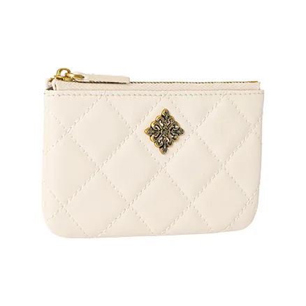 VANESSA HOGAN Cow Leather Coin Purse Regular Women's Ecru/Black-1