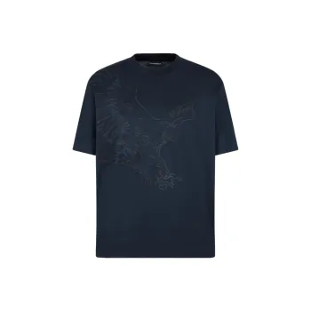 EMPORIO ARMANI Lyocell blend Jersey T shirt With Oversized Eagle Embroidery And Print
