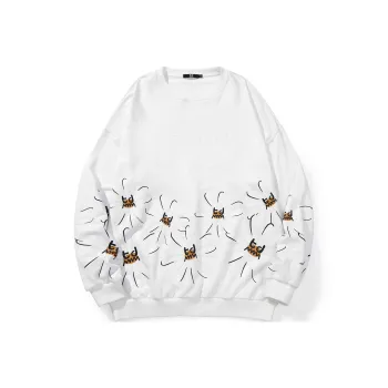 Bt Crew Neck Loose Fit Regular Sweatshirt Unisex White