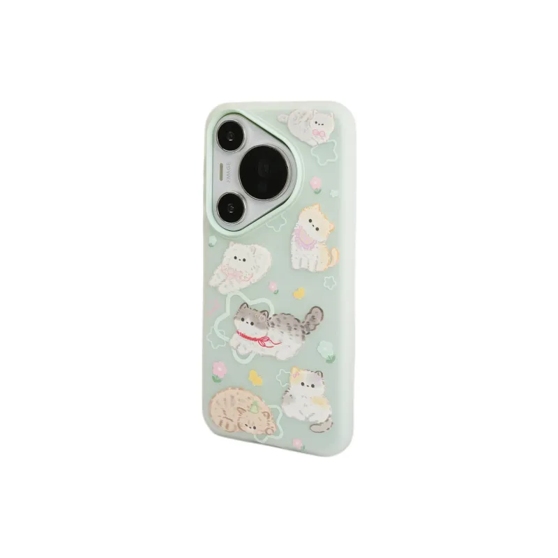 Wei Xin TPU Material 2 in 1 Full Screen Floral Kitten Phone Cases Compatible With Huawei Mate 70/60 Pro/Pura 70/70 Pro+-2
