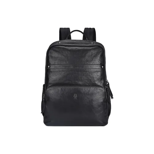 Hush Puppies Cow Leather Backpack Regular Men's Black