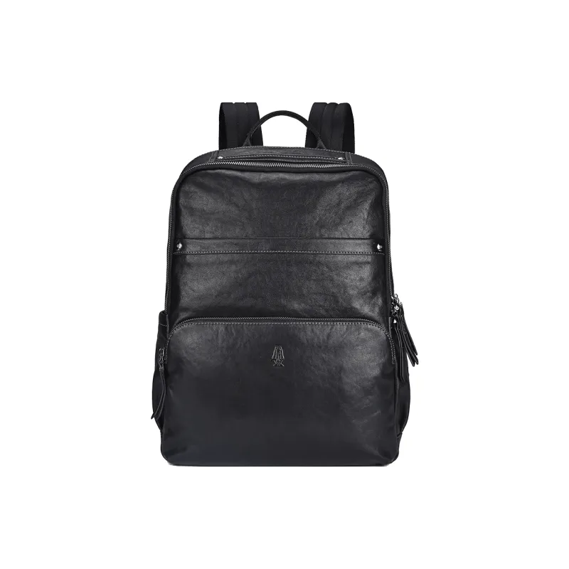 Hush Puppies Cow Leather Backpack Regular Men's Black-0
