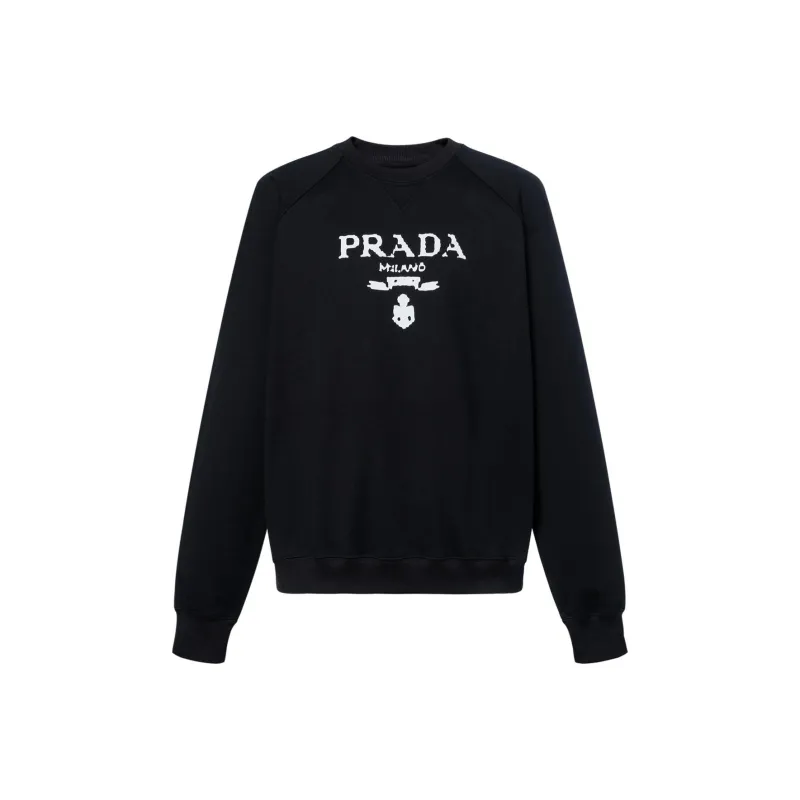 PRADA Printed Cotton Fleece Crewneck Sweatshirt-0