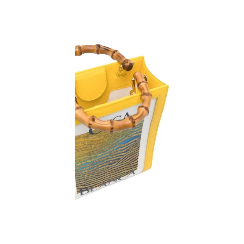CASABLANCA Calfskin Patchwork Fabric Shoulder Bag Crossbody Bag Handbag Regular Women's Yellow-3