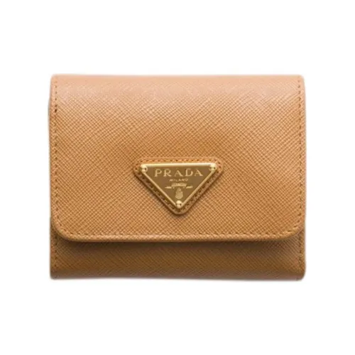 PRADA Saffiano Calfskin Wallet Small Size Women's Caramel