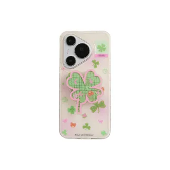 Wei Xin Acrylic Material Four Leaf Clover Bear Stand Phone Cases Compatible With Huawei Mate 70/60 Pro/Pura 70/70 Pro+