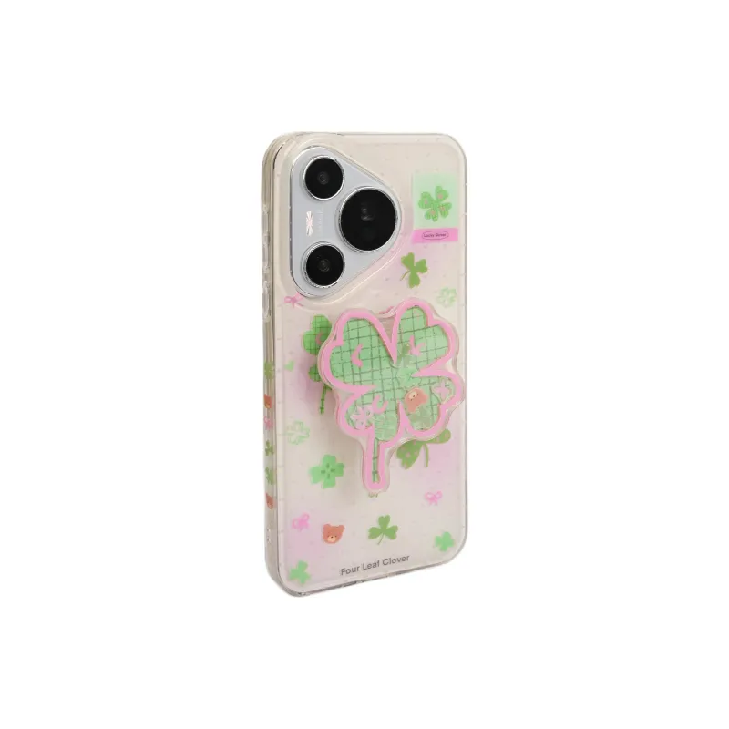 Wei Xin Acrylic Material Four Leaf Clover Bear Stand Phone Cases Compatible With Huawei Mate 70/60 Pro/Pura 70/70 Pro+-1