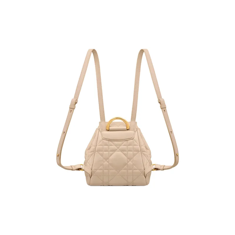 DIOR Caro Sheepskin Backpack Small Size Women's Beige-2