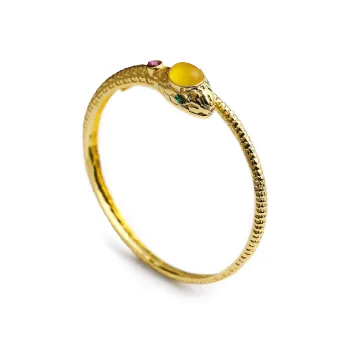 Artisan Lock Heart Jade Chalcedony Bangles Women's