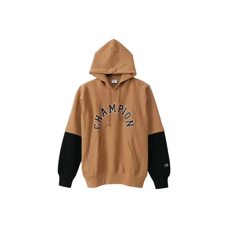 Champion Hooded Loose Fit Mock Two Piece Sweatshirt Spring And Autumn Japan Version Unisex-4