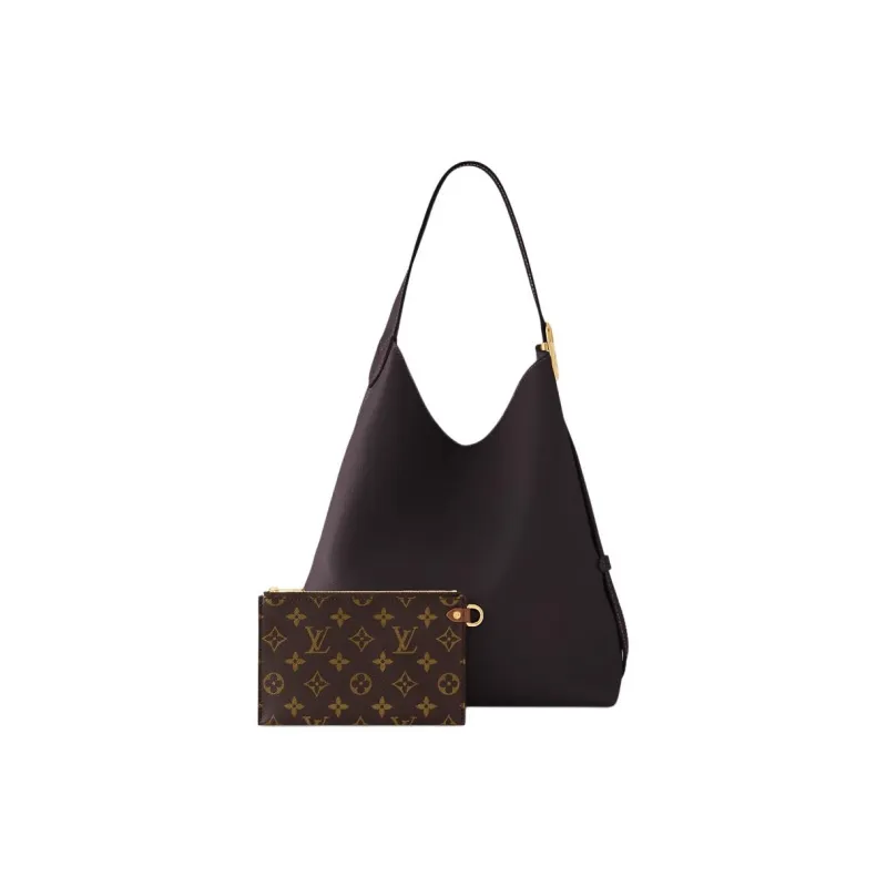 LOUIS VUITTON Low Key Hobo Smooth Calf Leather Hobo Bag Shoulder Bag Medium Size Women's Chocolate Brown-1
