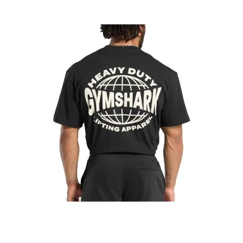 GYMSHARK Drop Shoulder Sleeve T Shirt Men's Black