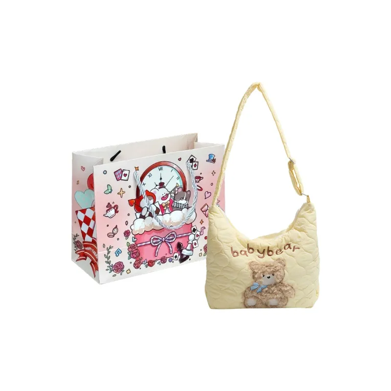 MOM'S HELPER Oxford Shoulder Bag Regular Women's White/Pink/Yellow-12