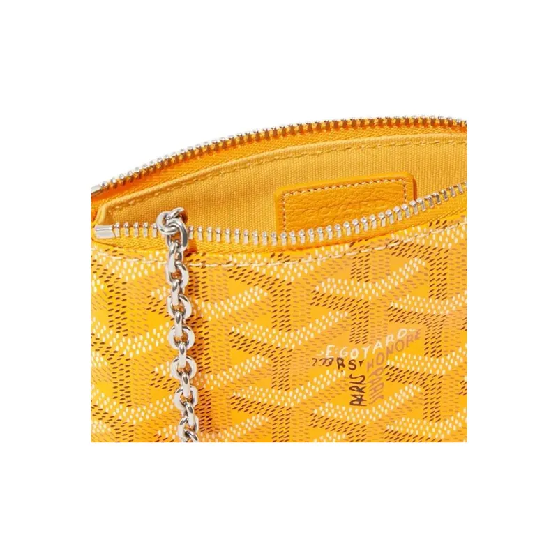 GOYARD Canvas With Calfskin Key Pouch Nano Unisex Yellow-3