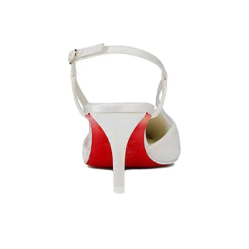 CL LUBOTING Miss Z Sling Slim Heel High Heels 6cm Women's White-2