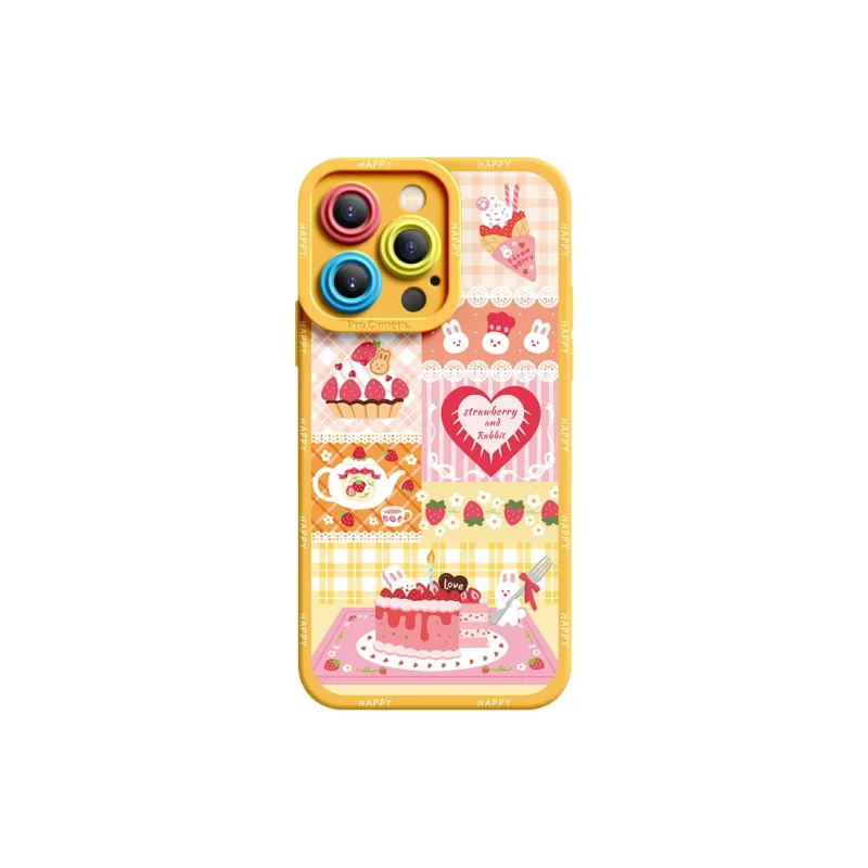I Create My Art Silicone Material Strawberry Cake Phone Case Compatible With Apple Collection Cute Style-3