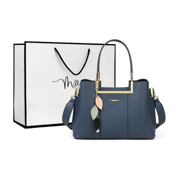 MILLIE'S Cow Leather With Synthetic Leather Handbag, Shoulder Bag Regular Women's Dark Blue