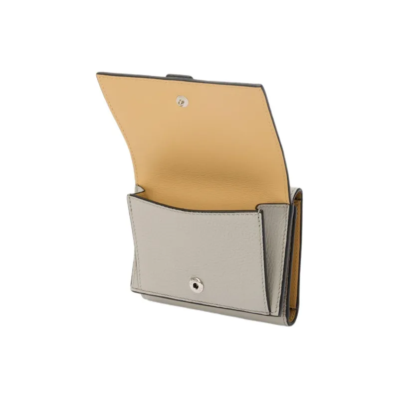 LOEWE Cow Leather Wallet Women's Shell Gray With Eucalyptus Wood Color-3