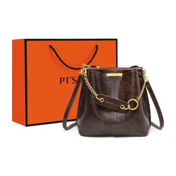PT'SON Synthetic Leather Bucket Bag, Shoulder Bag Regular Women's Coffee
