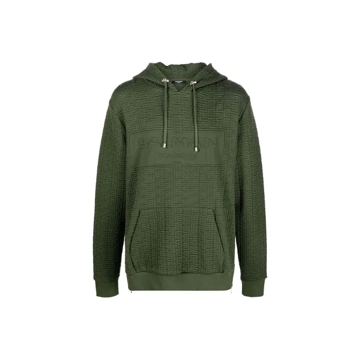 BALMAIN Monogram Textured Hoodie-0