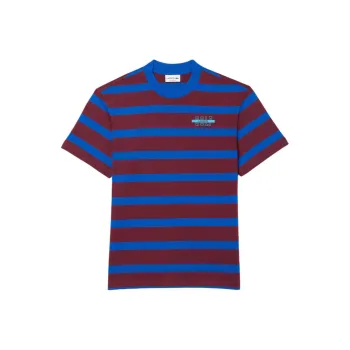 LACOSTE T Shirt Men's Bordeaux Red/blue