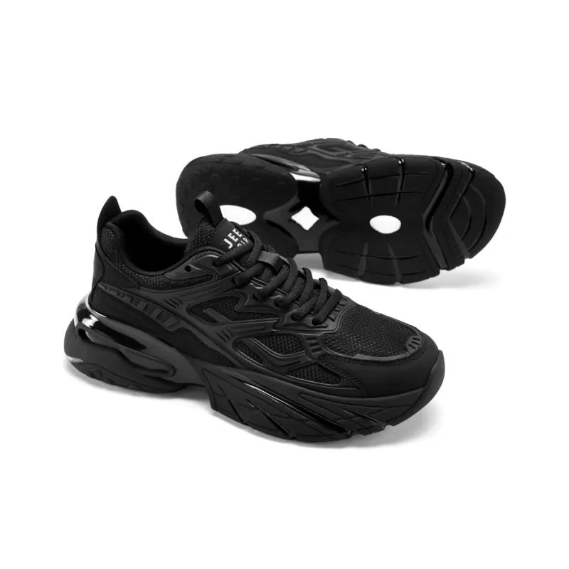 JEEP SPIRIT Cushioned Anti Slip Wear Resistant Lightweight Height Increasing Low Top Chunky Sneakers Men's Black-2