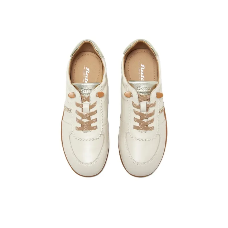 BATA Low Top Casual Shoes Women's Ecru/Light Gold-2