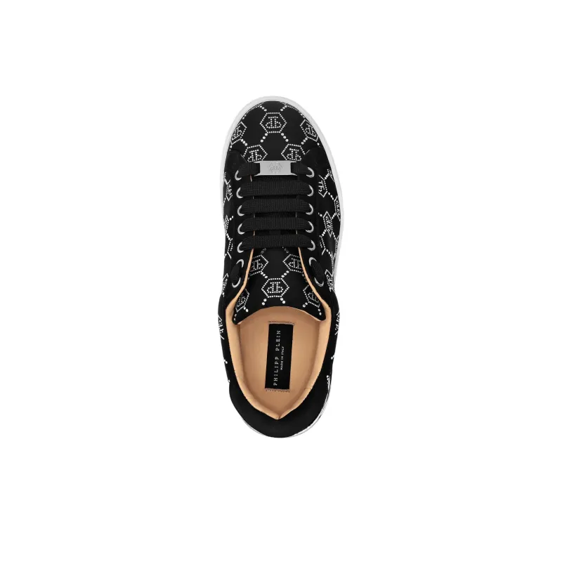 PHILIPP PLEIN Lo Top Strass Monogram Low Top Skateboard Shoes Women's Black-6