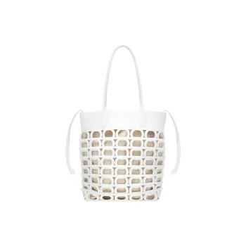 FERRAGAMO GANCINI Cow Leather Tote Bag Shopping Bag Shoulder Bags Small Size Women's White