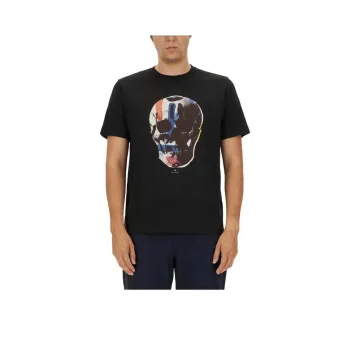 PS By Paul Smith Red Blue Skull Printed T Shirt