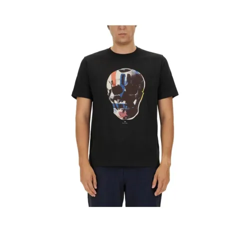 PS By Paul Smith Red Blue Skull Printed T Shirt
