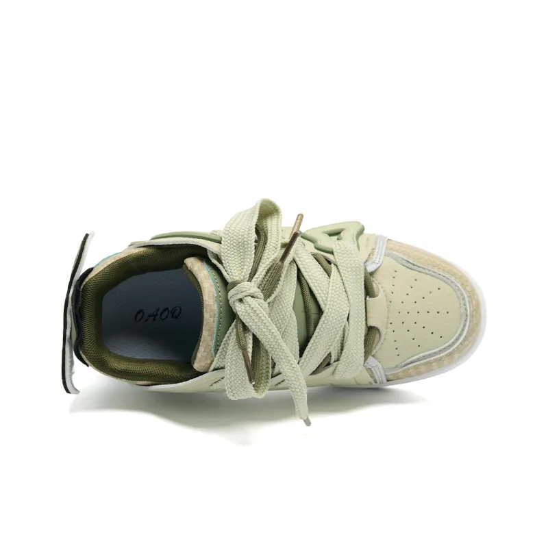 OAOQ Cushioned Wear Resistant Lightweight Breathable Height Increasing Low Top Platform Skateboard Shoes Unisex-3