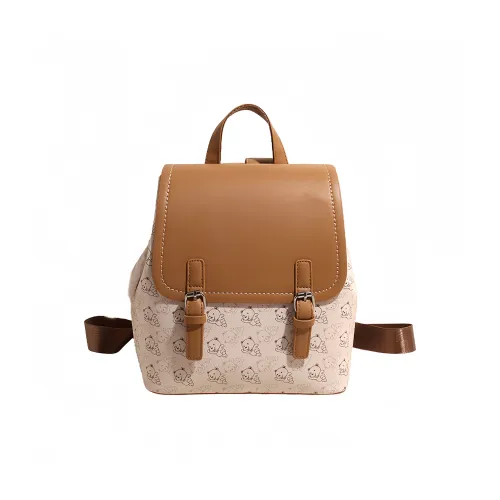 LUVISTRUE PU Small Backpack Medium Size Women's Khaki/Coffee/Beige