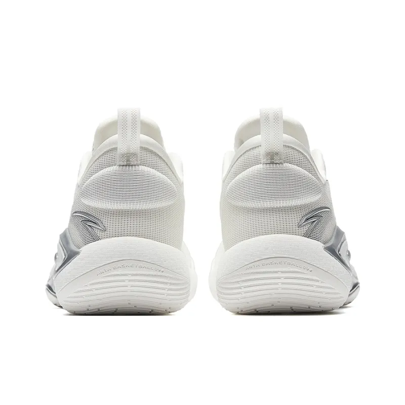 Anta Cushioning Slip Resistant Low Top Basketball Shoes Men's Papyrus White-4