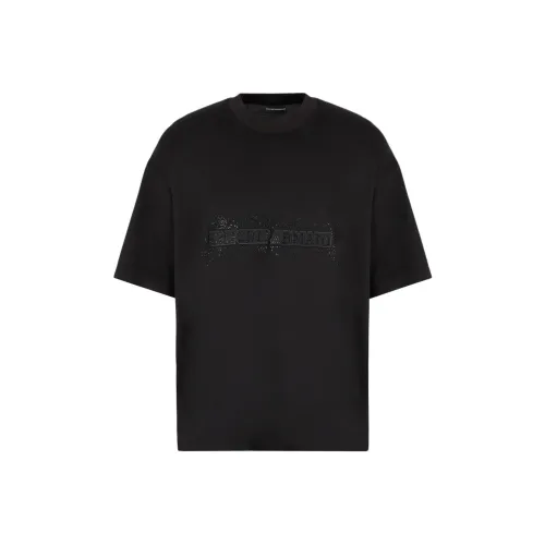 EMPORIO ARMANI Clubwear Oversized T shirt In A Lyocell blend Jersey With A Patch And Rhinestones